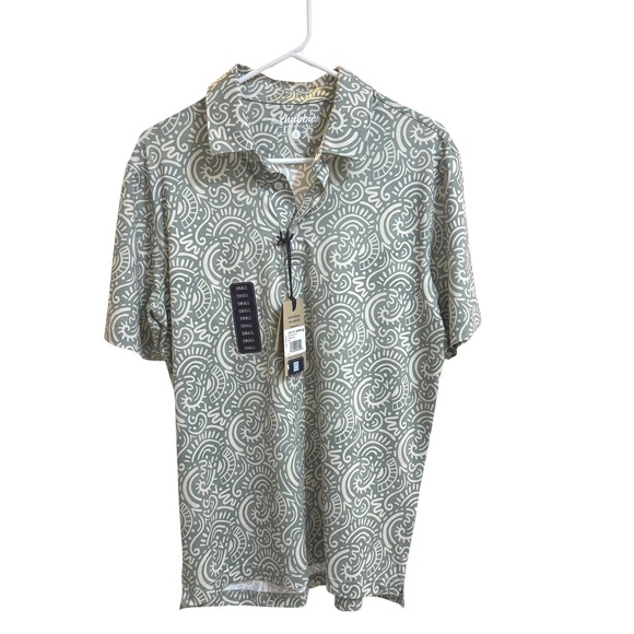 New Chubbies Polo Shirt Mens Small Sage Green Swirl Performance Stretch Relaxed - Picture 3 of 12